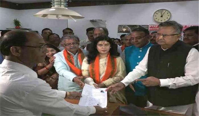 छत्तीसगढ़: राज्यसभा के लिए सरोज पांडे के साथ लेखराम साहू ने भी भरा नामांकन