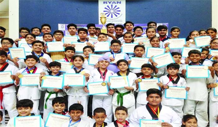 ताइक्वांडो प्रतियोगिता में 72 पदक लेकर रायन स्कूल बना चैम्पियन