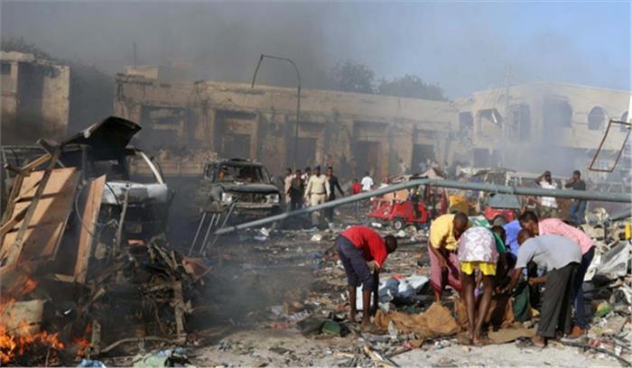 मोगादिशू में हुए दोहरे विस्फोटों में मृतकों की संख्या बढ़कर 32 हुई