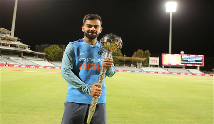 आईसीसी ने कप्तान कोहली सौंपी आईसीसी टेस्ट चैम्पियनशिप की गदा