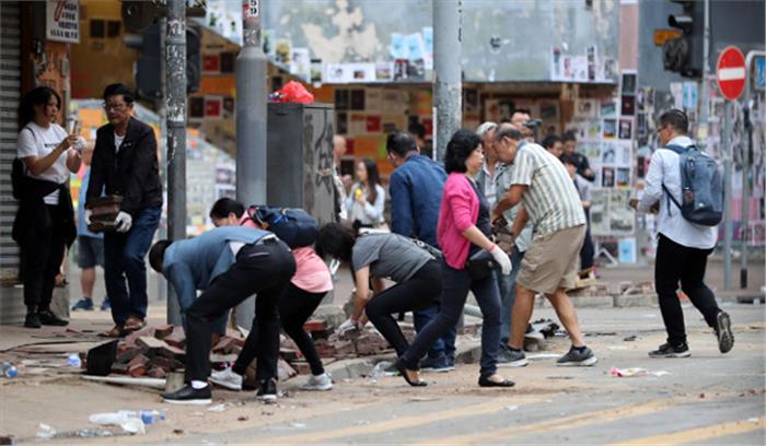 राज्य परिषद के हांगकांग और मकाओ मामलात कार्यालय ने हांगकांग हिंसकों की निंदा की