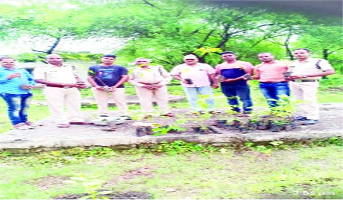 नवागढ़ परिसर में थाना स्टाफ ने किया पौधारोपण