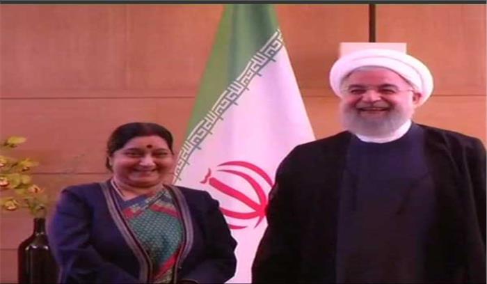 सुषमा स्वराज ने  ईरान के राष्ट्रपति कई मुद्दों पर की चर्चा