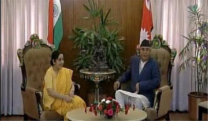 सुषमा स्वराज ने नेपाल के प्रधानमंत्री देउबा से की मुलाकात