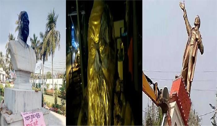 मूर्ति तोड़ो हिंसा पर सियासी घमासान तेज 