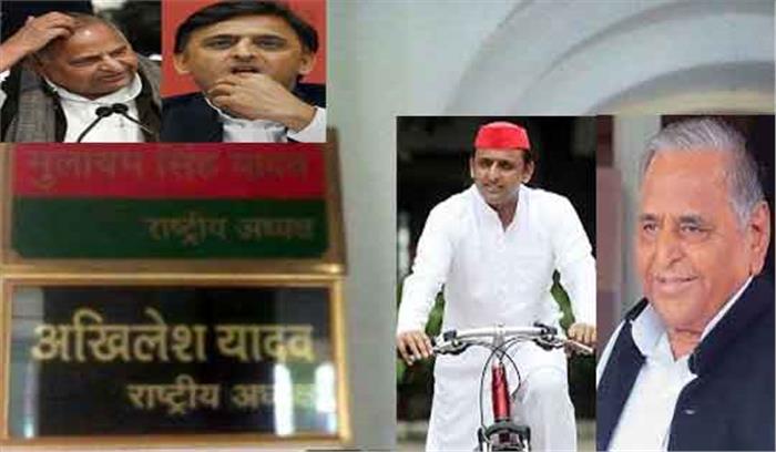 सायकल पर सवार अखिलेश पहुंचे  मुलायम दरबार