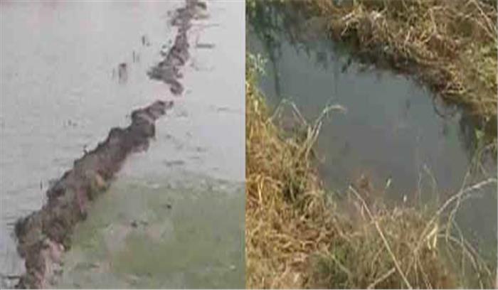 रजवाहे से निकला पानी, किसान परेशान