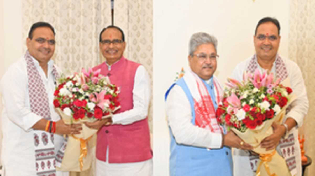 शिवराज सिंह चौहान और दुष्यंत गौतम ने राजस्थान सीएम भजनलाल शर्मा से की मुलाकात