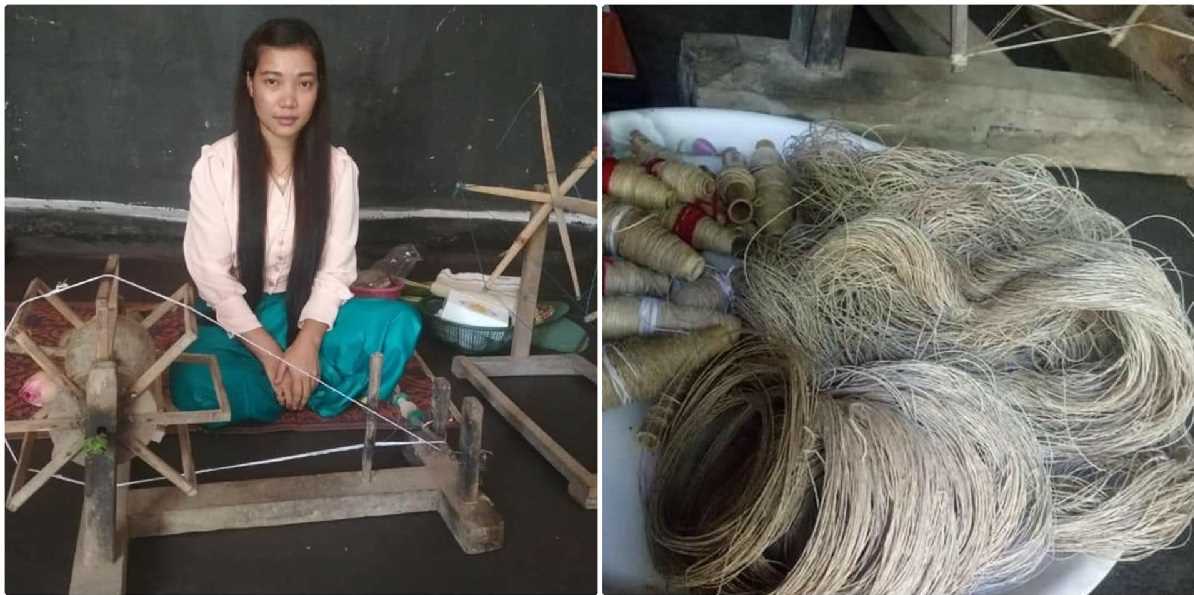 कमल की डंडी से बना रही हैं महिलाएं धागा, श्रीमती पुष्पा जगन्नाथ साहू ने किया निरीक्षण कमल की डंडी से बना रही हैं महिलाएं धागा, श्रीमती पुष्पा जगन्नाथ साहू ने किया निरीक्षण