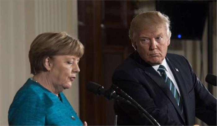 ​​​​​​ट्रंप ने एंजेला मर्केल से मिलकर फोन टैपिंग का मामला उठाया