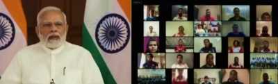 राष्ट्रमंडल खेलों में भाग लेने वाले एथलीटों से प्रधानमंत्री मोदी ने  की बातचीत