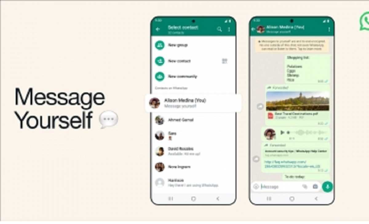 भारत में मैसेज योरसेल्फ फीचर लॉन्च करने जा रहा व्हाट्सऐप