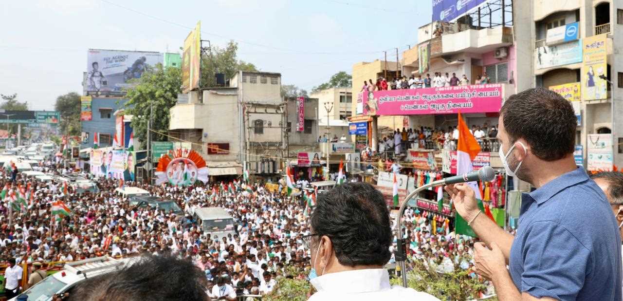 तमिलनाडु में राहुल गांधी का भव्य रोड शो, बोले- मैं मन की बात करने नहीं आया हूं