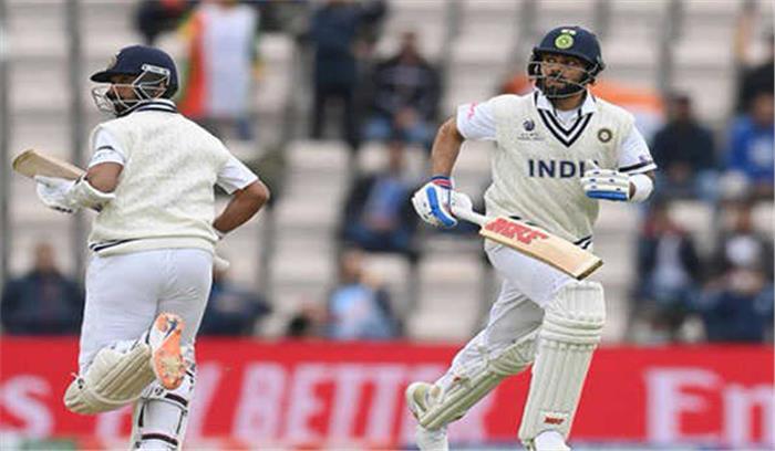 खराब रोशनी के कारण खेल समाप्त होने तक भारत के तीन विकेट पर 146 रन