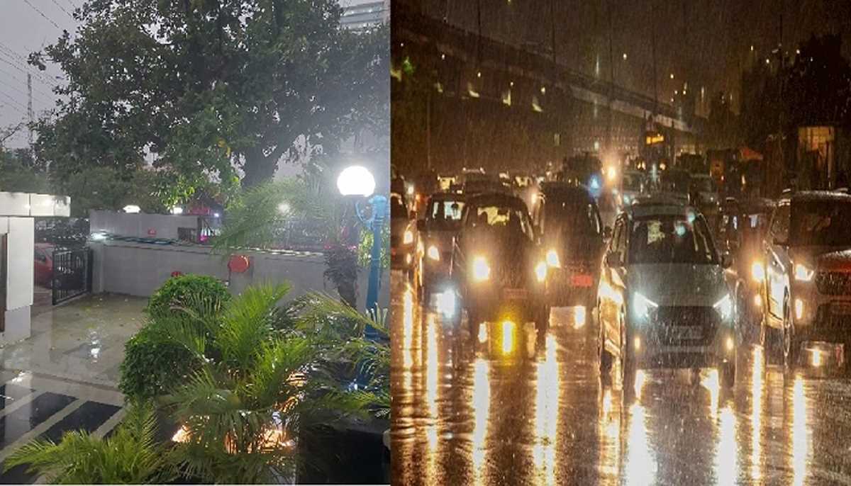 नोएडा में अचानक बदला मौसम दिन में छाया अंधेरा, गरज के साथ तेज बारिश