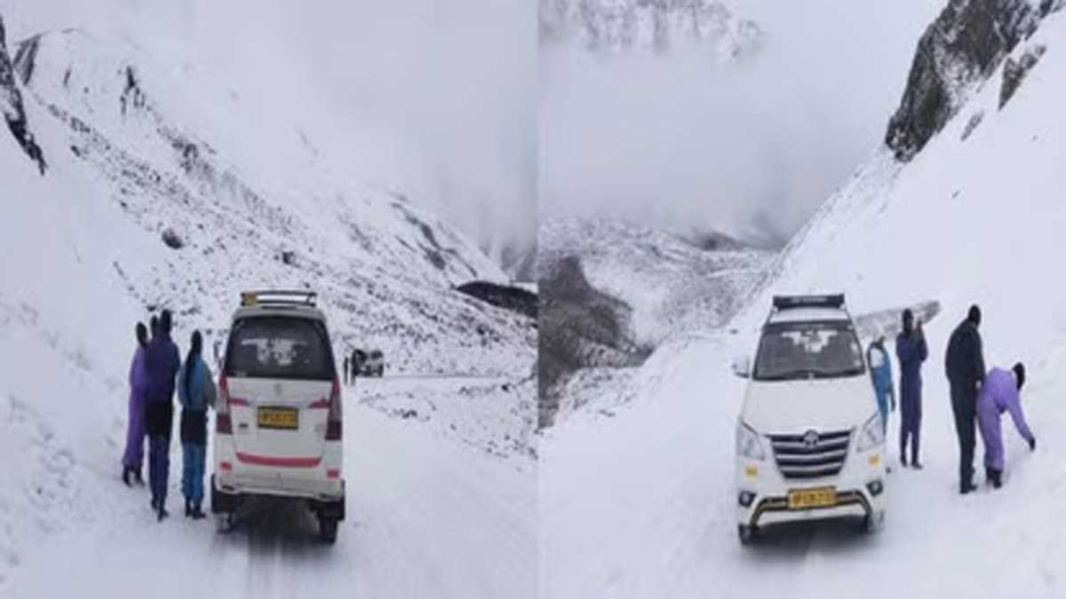 बर्फबारी के कारण मनाली-लेह मार्ग वाहनों की आवाजाही के लिए बंद
