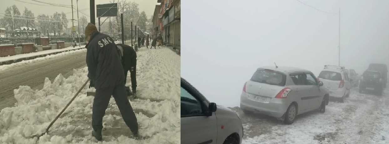 बर्फबारी और कड़ाके की ठंड से कश्मीर घाटी के लोगों का जनजीवन अस्त-व्यस्त