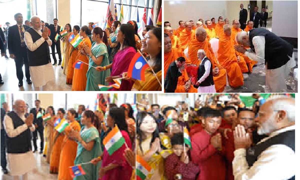 लाओस में पीएम मोदी का ग्रैंड वेलकम, गायत्री मंत्र और हिंदी में किया गया अभिवादन