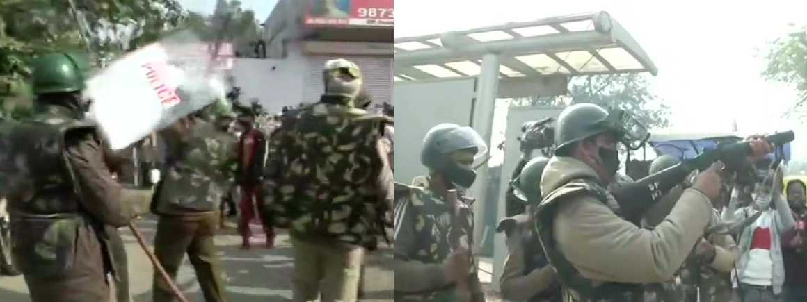 सिंघु बॉर्डर: प्रदर्शनकारियों पर भीड़ का हमला, पुलिस ने छोड़े आंसू गैस के गोले