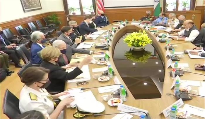 हैदराबाद हाउस में राजनाथ सिंह व अमेरिकी रक्षामंत्री के बीच वार्ता जारी