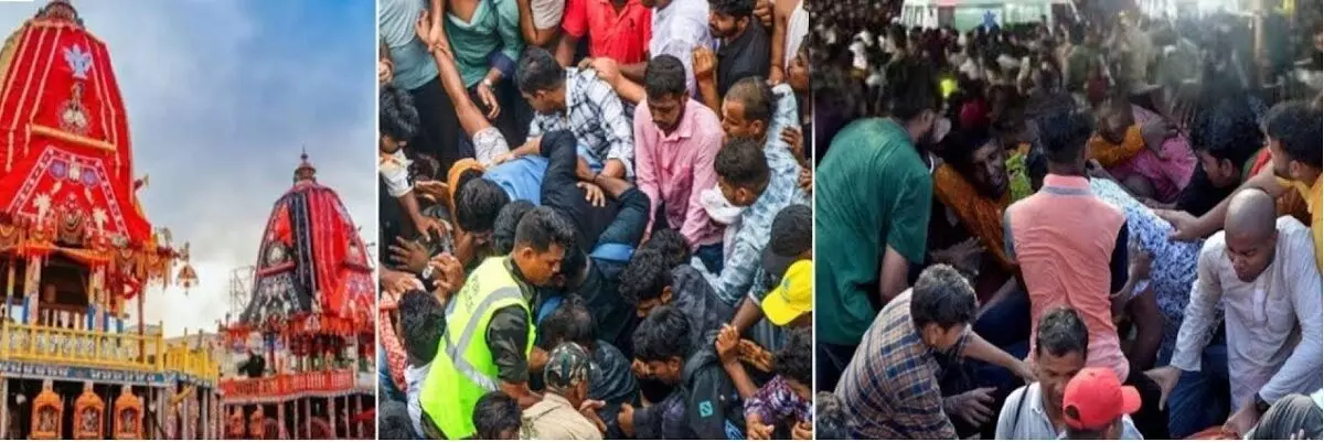 पुरी रथयात्रा में भगदड़ मचने से तीन श्रद्धालुओं की मौत पुरी रथयात्रा में भगदड़ मचने से तीन श्रद्धालुओं की मौत