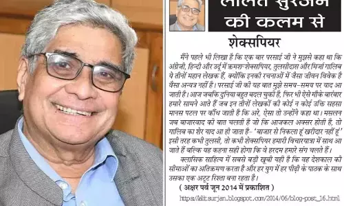 ललित सुरजन की कलम से- शेक्सपियर