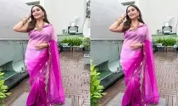 डांसिंग क्वीन माधुरी ने लगाया ग्लैमर का तड़का, पर्पल साड़ी में शेयर की तस्वीरें