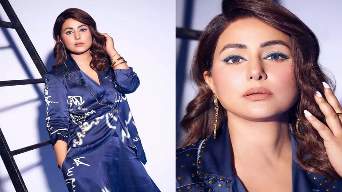 ब्लू ड्रेस में हिना खान का ग्लैमरस लुक, शेयर की तस्वीरें