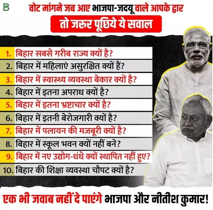 तेजस्वी यादव ने एनडीए सरकार पर बोला हमला, पूछे दस सवाल तेजस्वी यादव ने एनडीए सरकार पर बोला हमला, पूछे दस सवाल