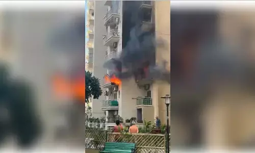 नोएडा : सेक्टर-107 सन वर्ल्ड सोसाइटी में लगी भीषण आग, मौके पर पहुंचीं फायर ब्रिगेड की कई गाड़ियां, आग पर पाया काबू