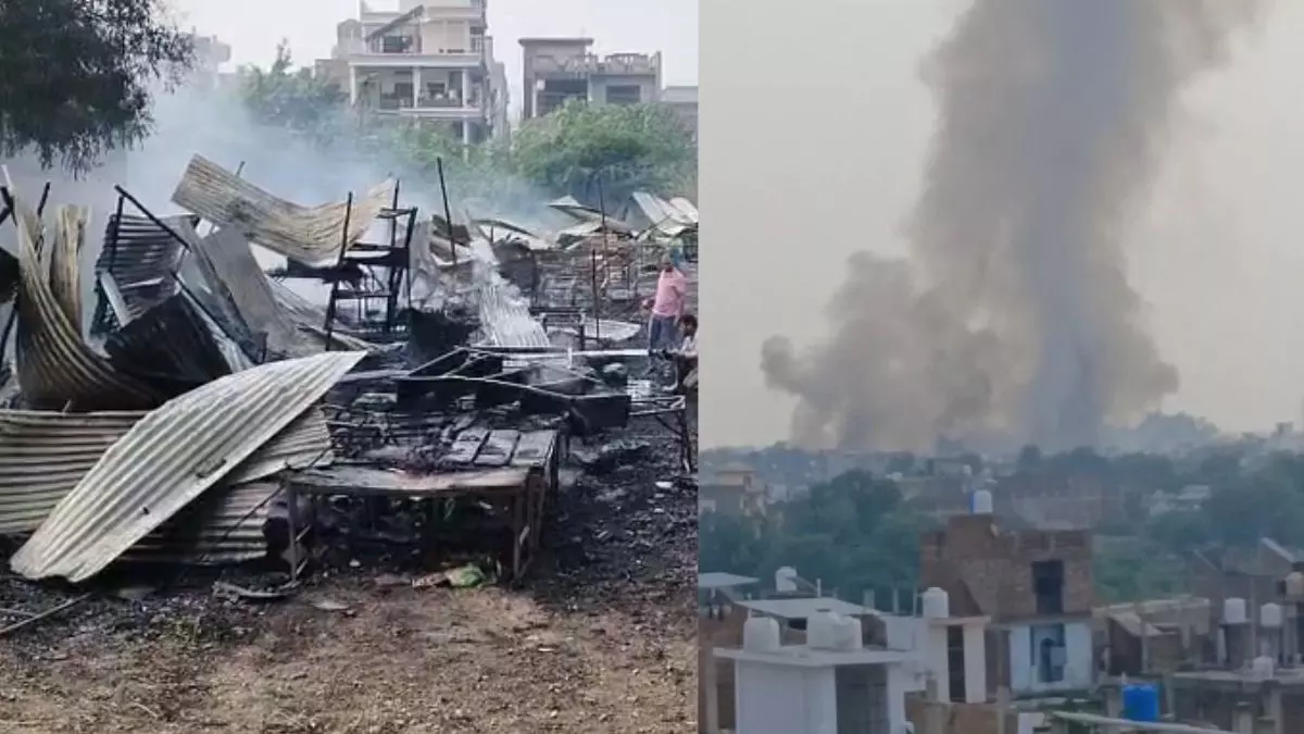 फतेहपुर पटाखा मंडी में भीषण आग, 70 दुकानें खाक, करोड़ों का नुकसान