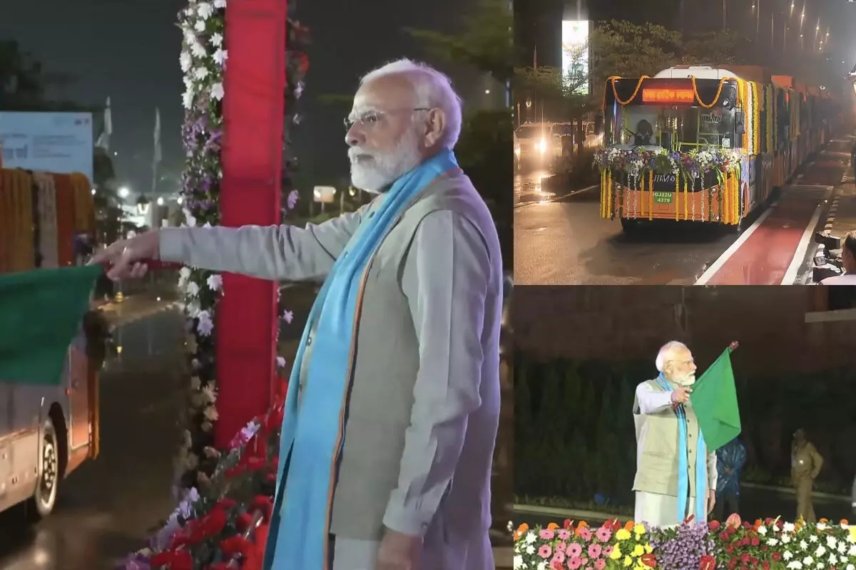 स्टैच्यू ऑफ यूनिटी पर पीएम मोदी ने 25 नई ई-बसों को दिखाई हरी झंडी