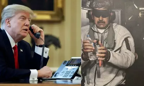 वेनेजुएला के राष्ट्रपति मादुरो की गिरफ्तारी पर अमेरिकी पत्रकार ने ट्रंप को किया फोन, जानें क्या मिला जवाब? वेनेजुएला के राष्ट्रपति मादुरो की गिरफ्तारी पर अमेरिकी पत्रकार ने ट्रंप को किया फोन, जानें क्या मिला जवाब?