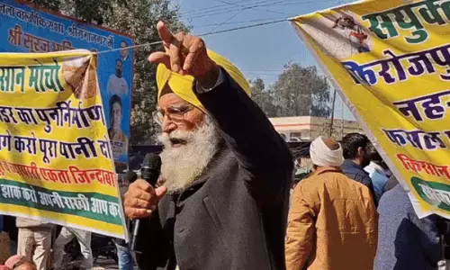 गंगनहर पानी बंदी के खिलाफ किसानों का श्रीगंगानगर में जोरदार धरना