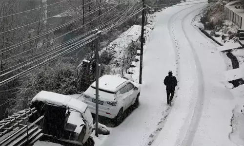 श्रीनगर में बर्फबारी का कहर : उड़ानें रद्द, हाईवे बंद