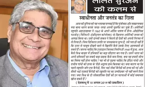 ललित सुरजन की कलम से स्वाधीनता और जनतंत्र का रिश्ता ललित सुरजन की कलम से स्वाधीनता और जनतंत्र का रिश्ता