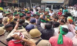 यूपी में भाकियू का भारी बवाल, पुलिस से हाथापाई, गाड़ियों में तोड़फोड़ के बाद दरोगा के पैर पर गाड़ी चढ़ाई