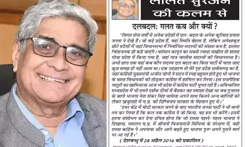 ललित सुरजन की कलम से दलबदल: गलत कब और क्यों? ललित सुरजन की कलम से दलबदल: गलत कब और क्यों?