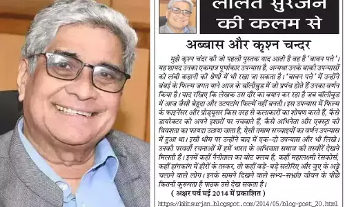 ललित सुरजन की कलम से अब्बास और कृश्न चन्दर ललित सुरजन की कलम से अब्बास और कृश्न चन्दर