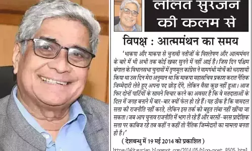 ललित सुरजन की कलम से विपक्ष : आत्ममंथन का समय ललित सुरजन की कलम से विपक्ष : आत्ममंथन का समय