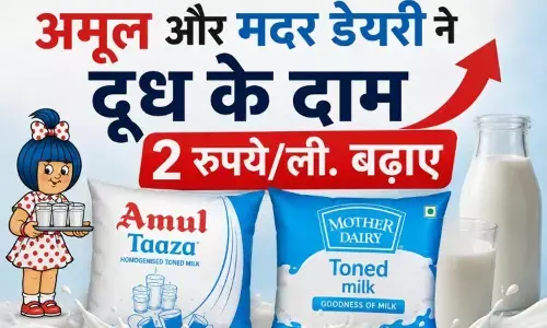 अमूल के बाद मदर डेयरी भी महंगी – दूध के दाम बढ़े ₹2 प्रति लीटर अमूल के बाद मदर डेयरी भी महंगी – दूध के दाम बढ़े ₹2 प्रति लीटर
