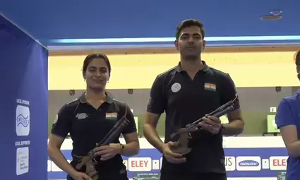 शूटिंग वर्ल्ड कप म्यूनिख: मनु-सम्राट ने पिस्टल मिक्स्ड टीम में जीता सिल्वर, मेडल टैली में दूसरे स्थान पर भारत शूटिंग वर्ल्ड कप म्यूनिख: मनु-सम्राट ने पिस्टल मिक्स्ड टीम में जीता सिल्वर, मेडल टैली में दूसरे स्थान पर भारत