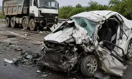 मध्य प्रदेश के मंदसौर में दिल्ली-मुंबई एक्सप्रेसवे पर कार की ट्रक से टक्कर: चार की मौत, दो घायल मध्य प्रदेश के मंदसौर में दिल्ली-मुंबई एक्सप्रेसवे पर कार की ट्रक से टक्कर: चार की मौत, दो घायल
