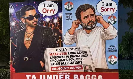 माफीवीर राहुल गांधी: भाजपा नेता ने दिल्ली में लगाए कांग्रेस सांसद के खिलाफ विवादित पोस्टर