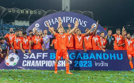 सैफ चैंपियनशिप 2026: पाकिस्तान और मालदीव के साथ ग्रुप-बी में डिफेंडिंग चैंपियन भारत सैफ चैंपियनशिप 2026: पाकिस्तान और मालदीव के साथ ग्रुप-बी में डिफेंडिंग चैंपियन भारत