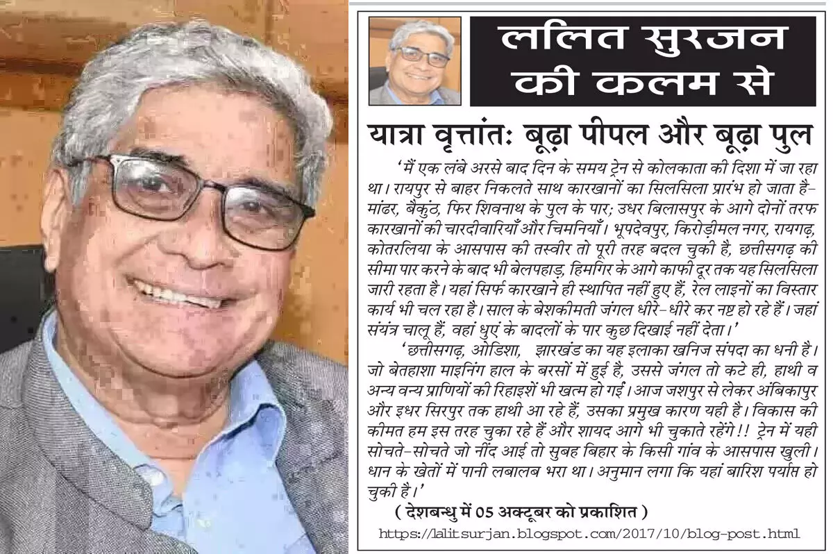 ललित सुरजन की कलम से यात्रा वृत्तांत: बूढ़ा पीपल और बूढ़ा पुल ललित सुरजन की कलम से यात्रा वृत्तांत: बूढ़ा पीपल और बूढ़ा पुल