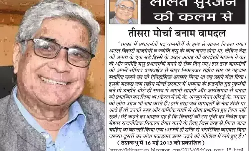 ललित सुरजन की कलम से तीसरा मोर्चा बनाम वामदल